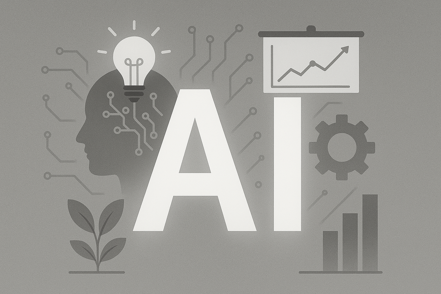 AI illustration with a lightbulb and circuit patterns